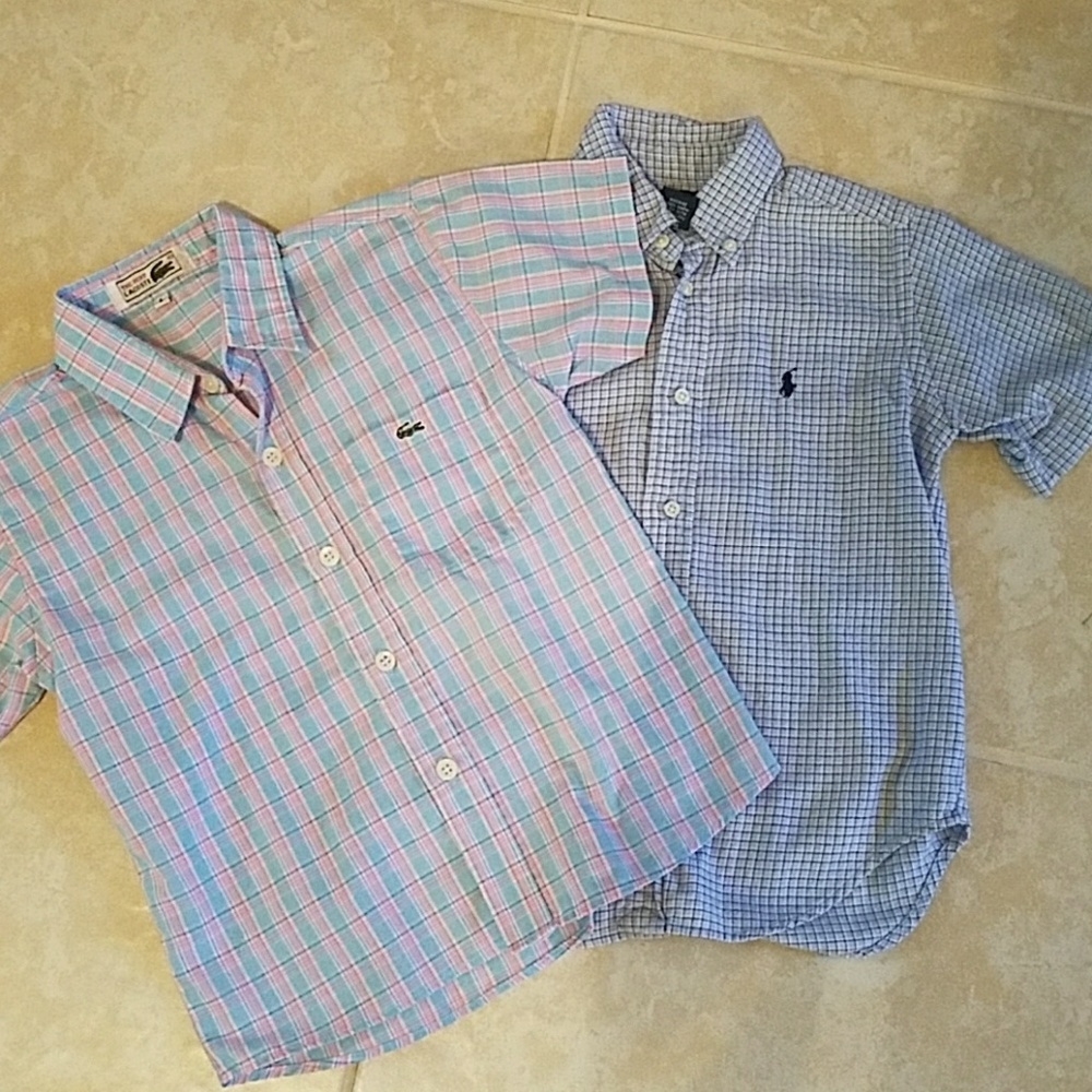 Lot of 2 boys short sleeve shirts size 6 lacoste