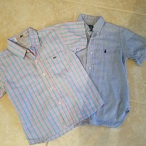 Lot of 2 boys short sleeve shirts size 6 lacoste