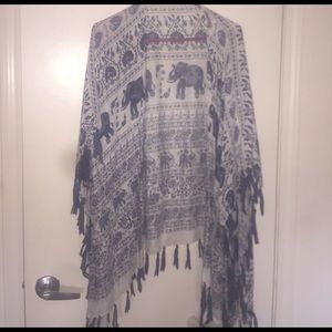 Blue elephant kimono