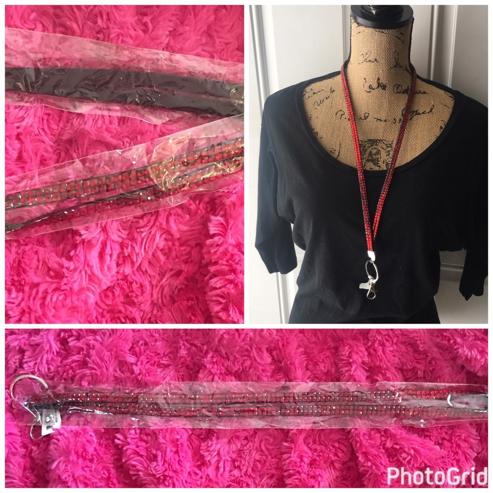 Red rhinestones lanyard