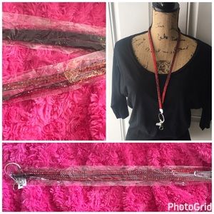 Red rhinestones lanyard