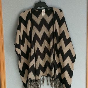 Black and brown chevron poncho