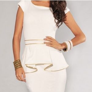 NWOT White peplum dress