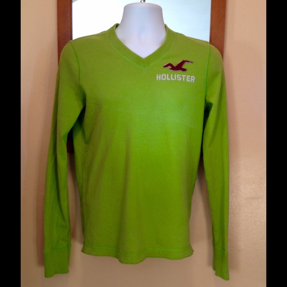 Hollister V Neck Long sleeve Green Shirt