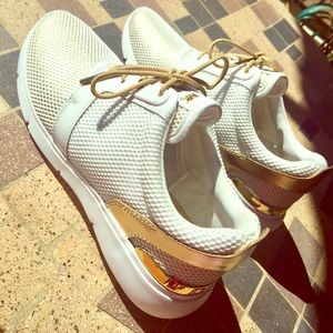 Michael Kors white and gold shoes