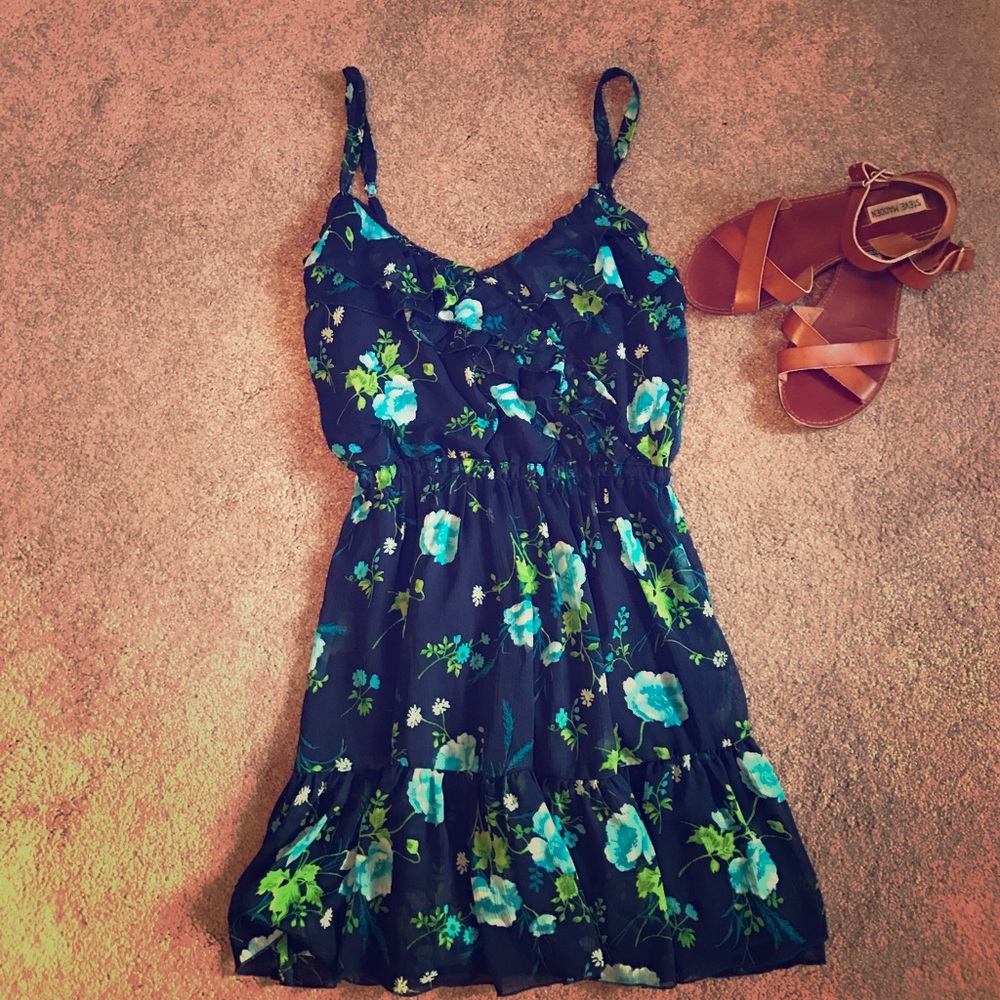 Hollister Navy Floral Print Dress