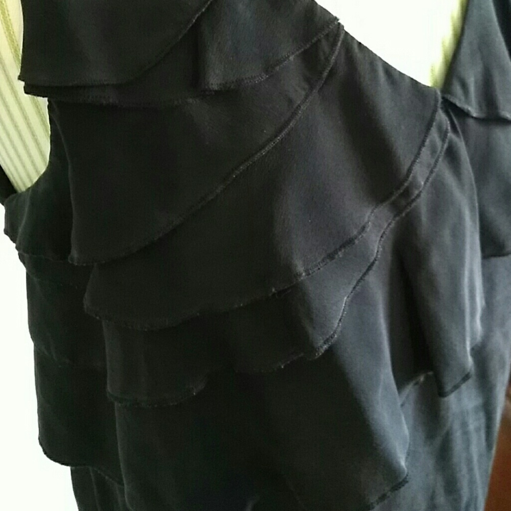 Designer sleeveless black silk top