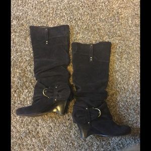 Chocolate brown suede boots