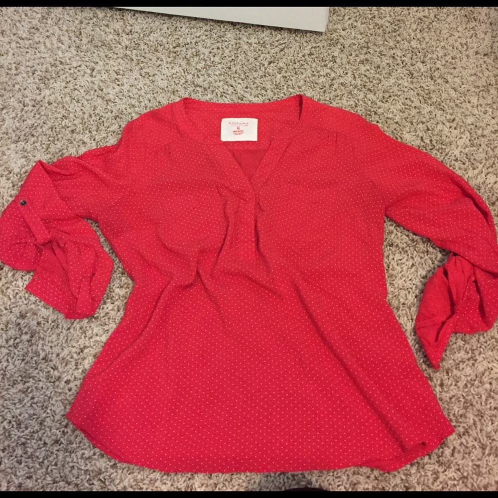 Red polka dot blouse