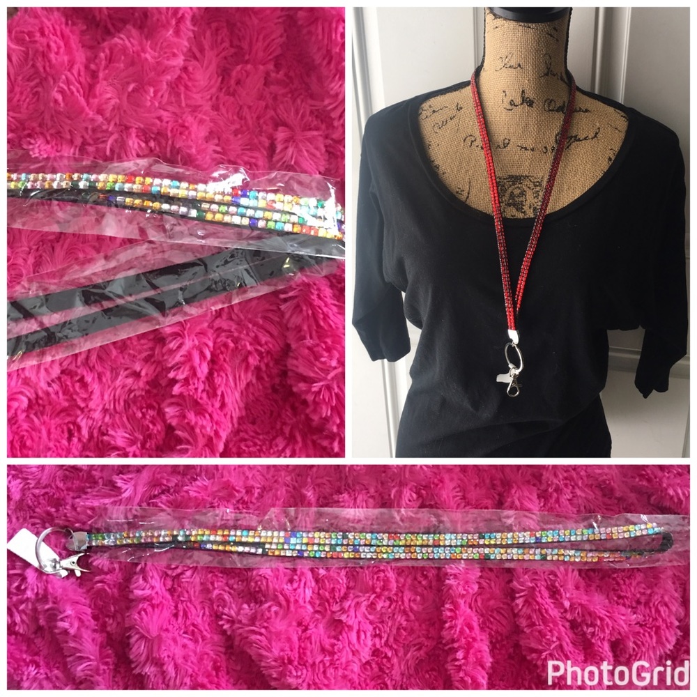 Multicolor rhinestones lanyard
