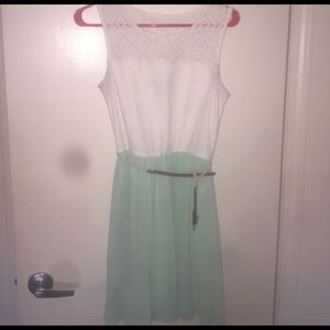 White & mint dress