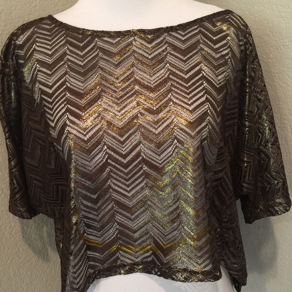 Bebe metallic mesh top