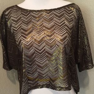 Bebe metallic mesh top