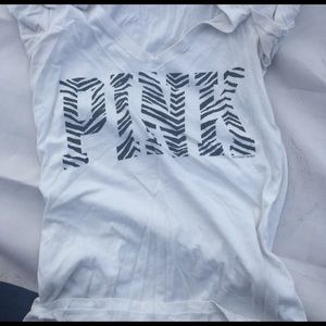 PINK V-neck tee.
