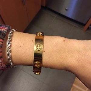Tory Butch Metal Logo Stud Bracelet