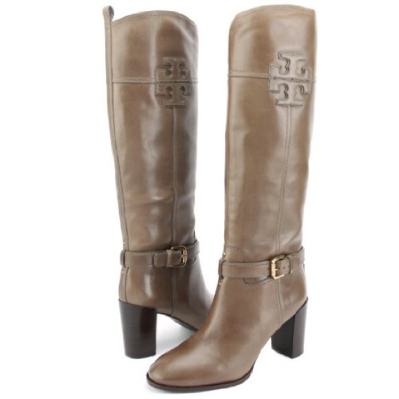 Tory Burch Shoes - Tory Burch Blaire Mid-Heel Riding Boots Taupe 9.5