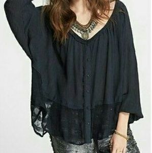 EEUC-Free People rainy days swing blouse. Black
