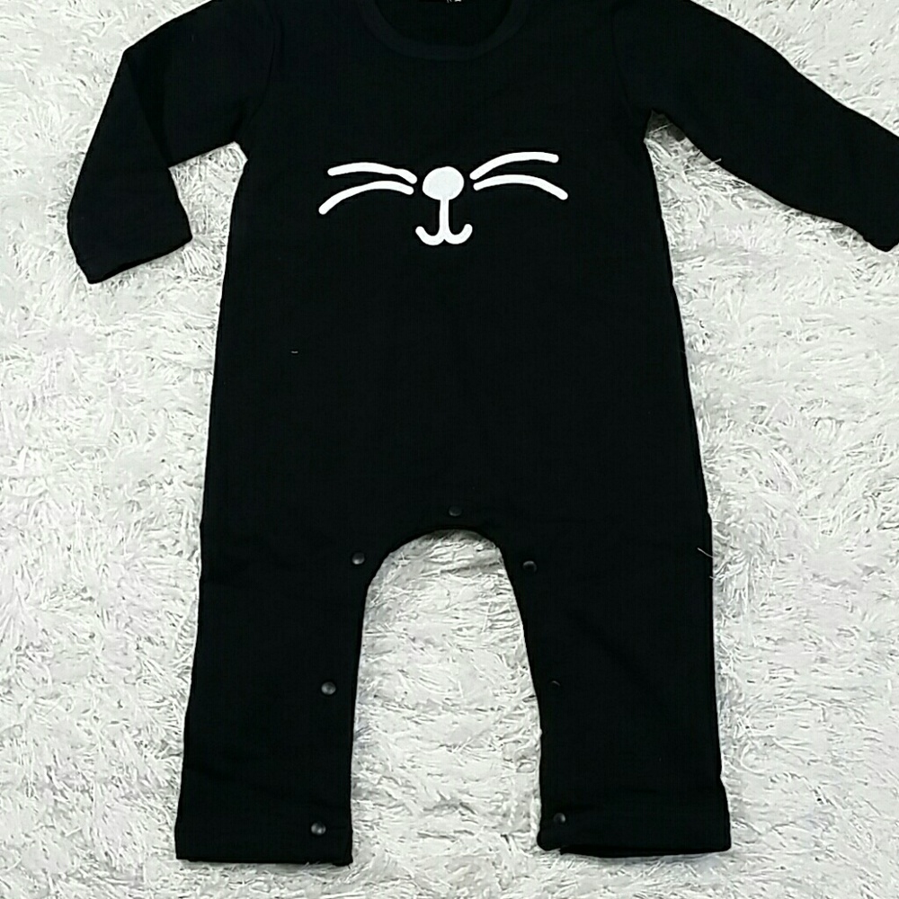 Black Kitty Bodysuit. Kids - Picture 1 of 5
