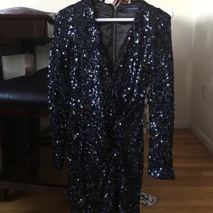 French Connection Sequin long sleeved mini dress
