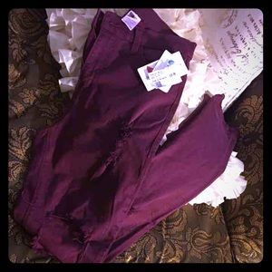 Bundle: FashionNova Burgundy and Pink Ripped Jeans