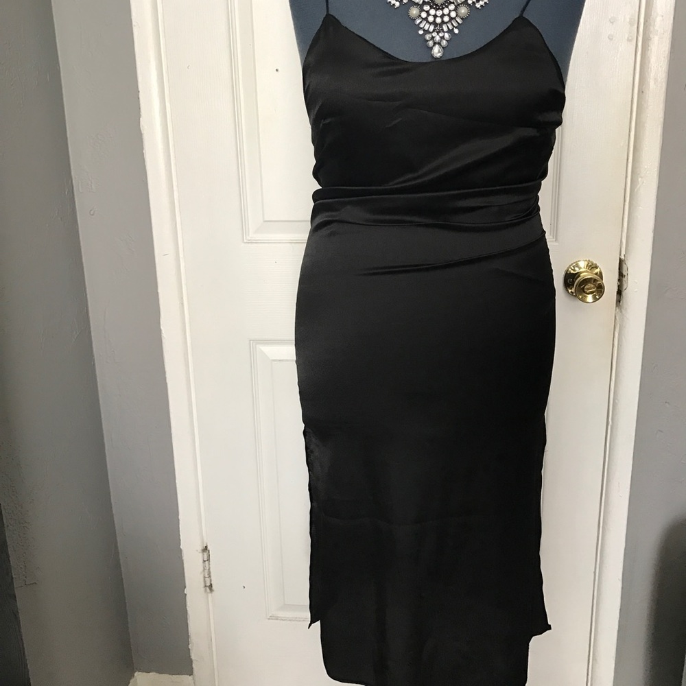 Sexy black (silk looking) backless dress!