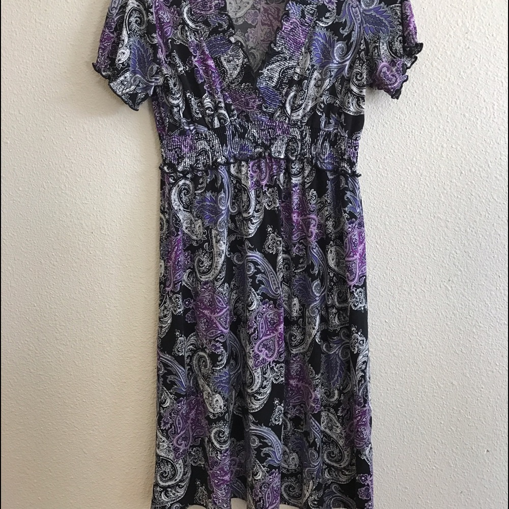 Purple , Black and White Dress