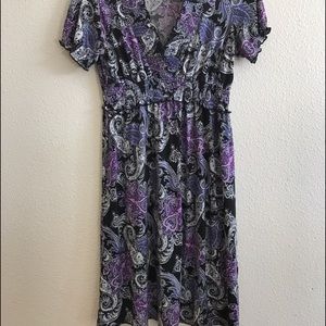 Purple , Black and White Dress