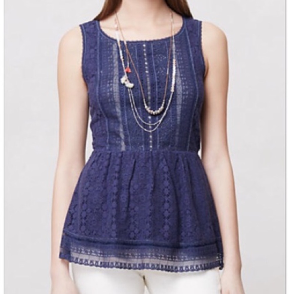ANTHRO Navy Lace Top