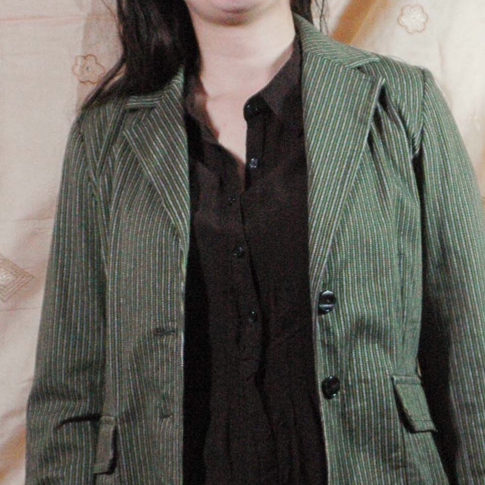 Green and brown stripe Ann Taylor blazer
