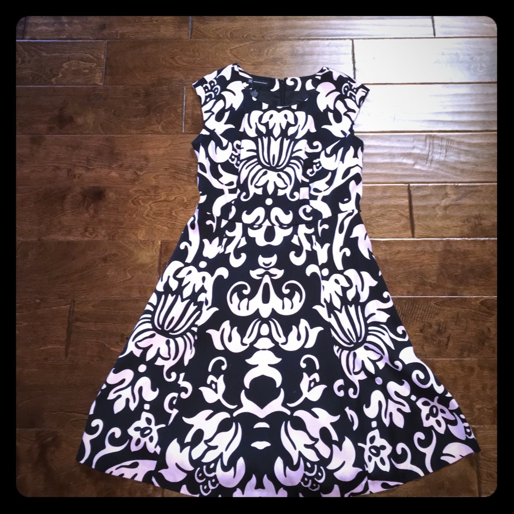 Pale pink and black damask dress