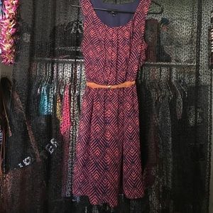 Navy blue and coral dress