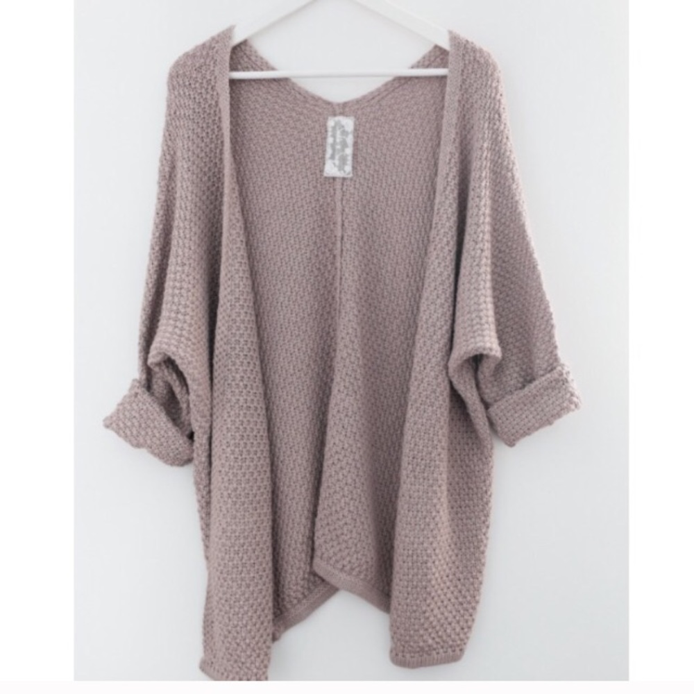Boho Slouchy sweater knit cardigan dolman sleeves - Picture 2 of 4