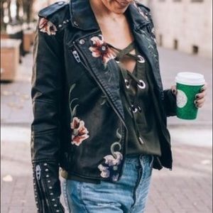 Blank NYC Embroidered Leather Jacket