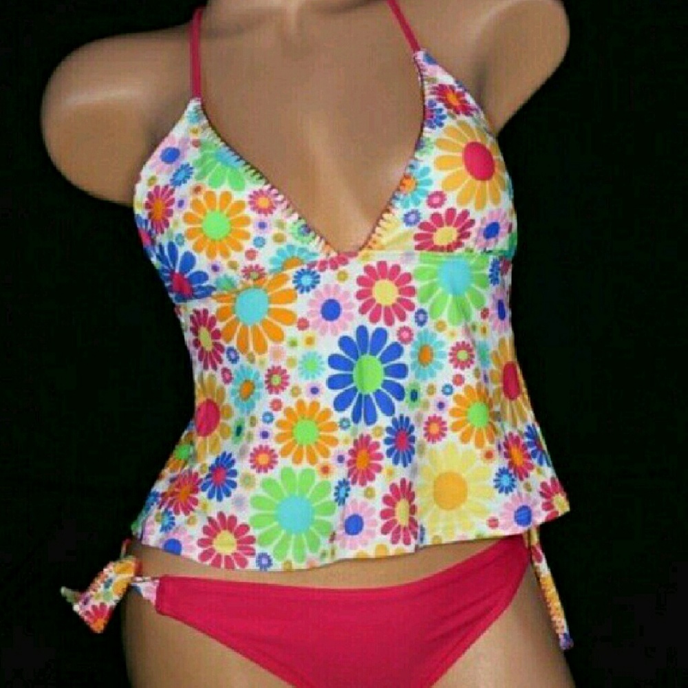 TANKINI BIKINI SET PINK FLORAL NEW