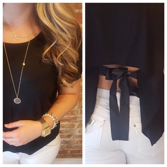 Black Top with Back Tie Detail - Picture 3 of 4