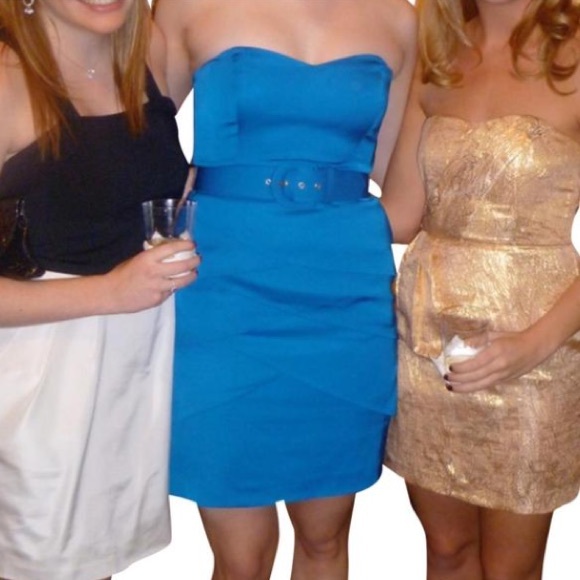 Trina Turk Strapless Tiered Belted Sheath Dress - Picture 1 of 8