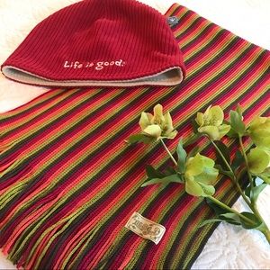Life is Good Matching Beanie and Scarf
