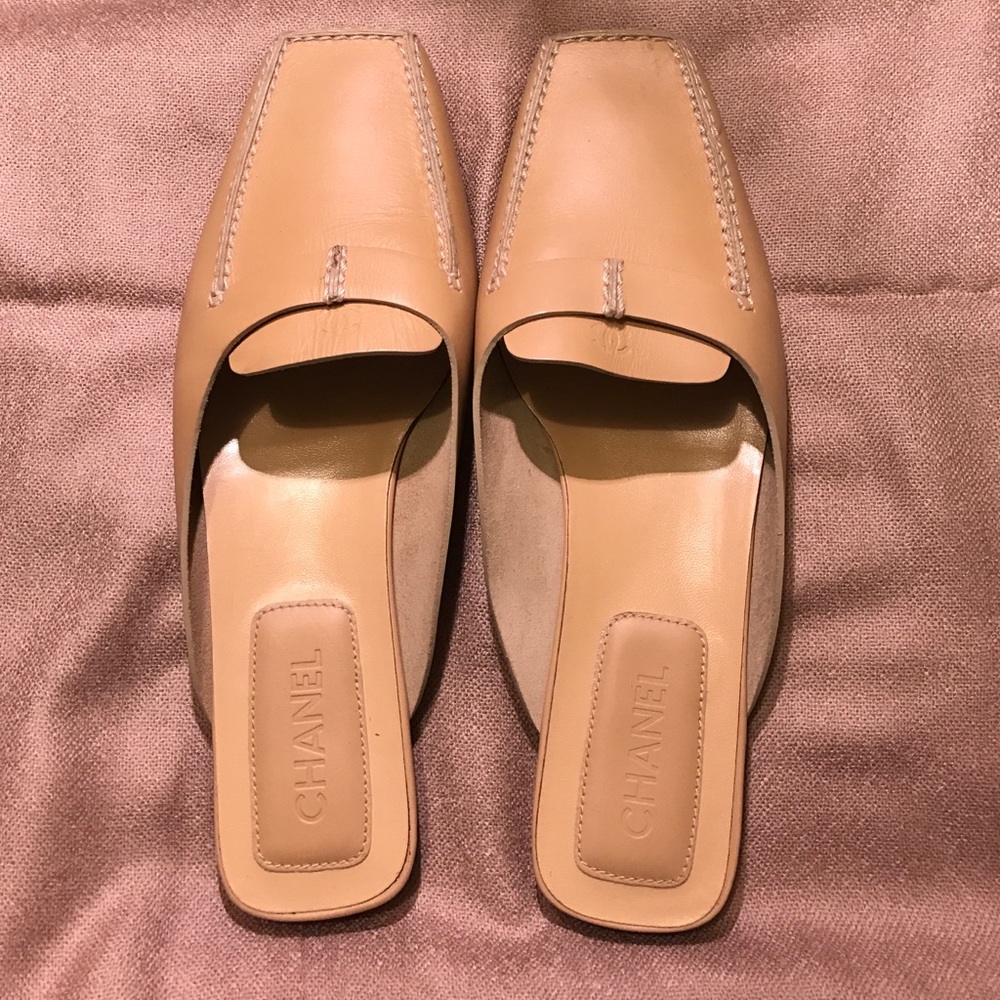 Authentic Chanel leather Mules