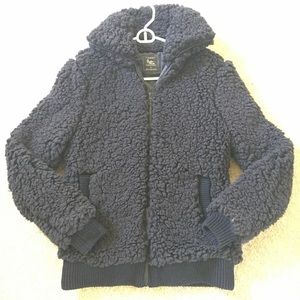 Black Fuzzy Zip Up Jacket