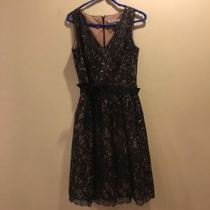 Eliza J Lace and Sequin Black Cocktail Dress