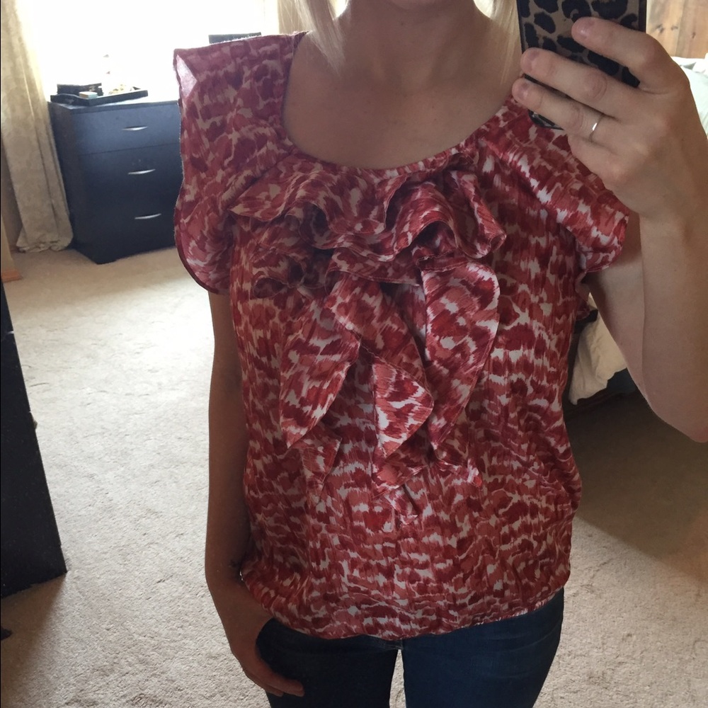 Loft ruffle front blouse