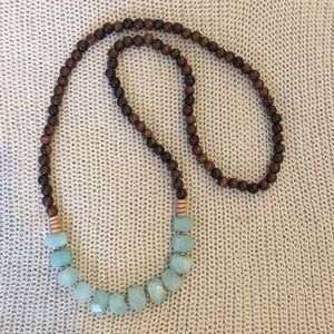blue jade nugget bead necklace