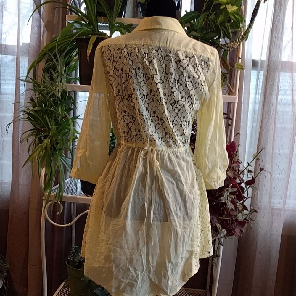 Free People pale yellow lace tunic/dress