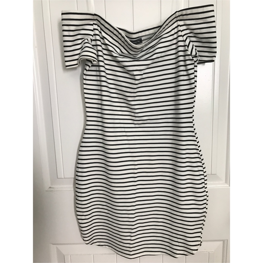 Off the shoulder striped dress