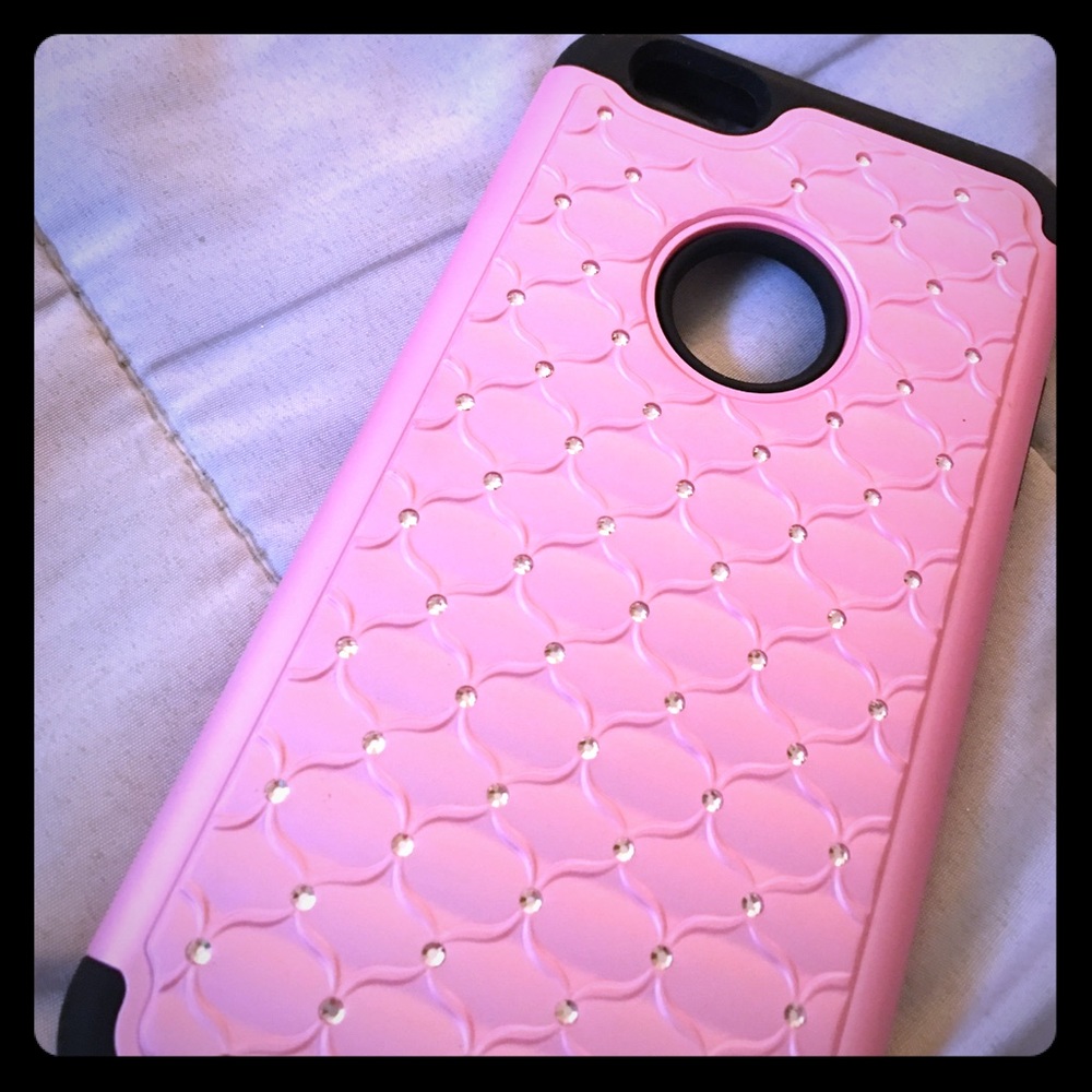 Pink iPhone 6 Plus rhinestone case bumper case
