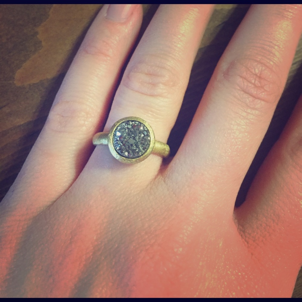 Silver Druzy & Bronze Ring