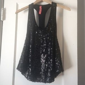 Nordstrom Eight Sixty Black Sequin Racerback Tank