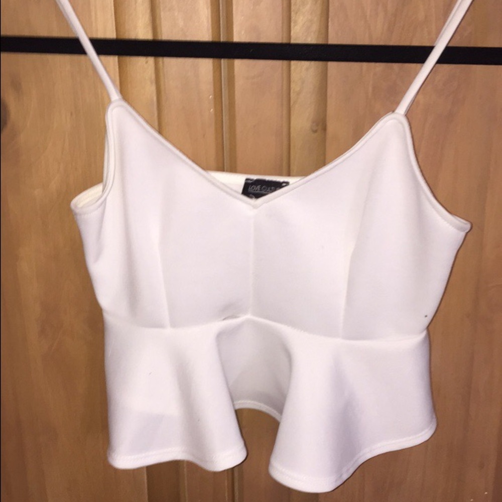 Love Culture White Peplum Crop Top