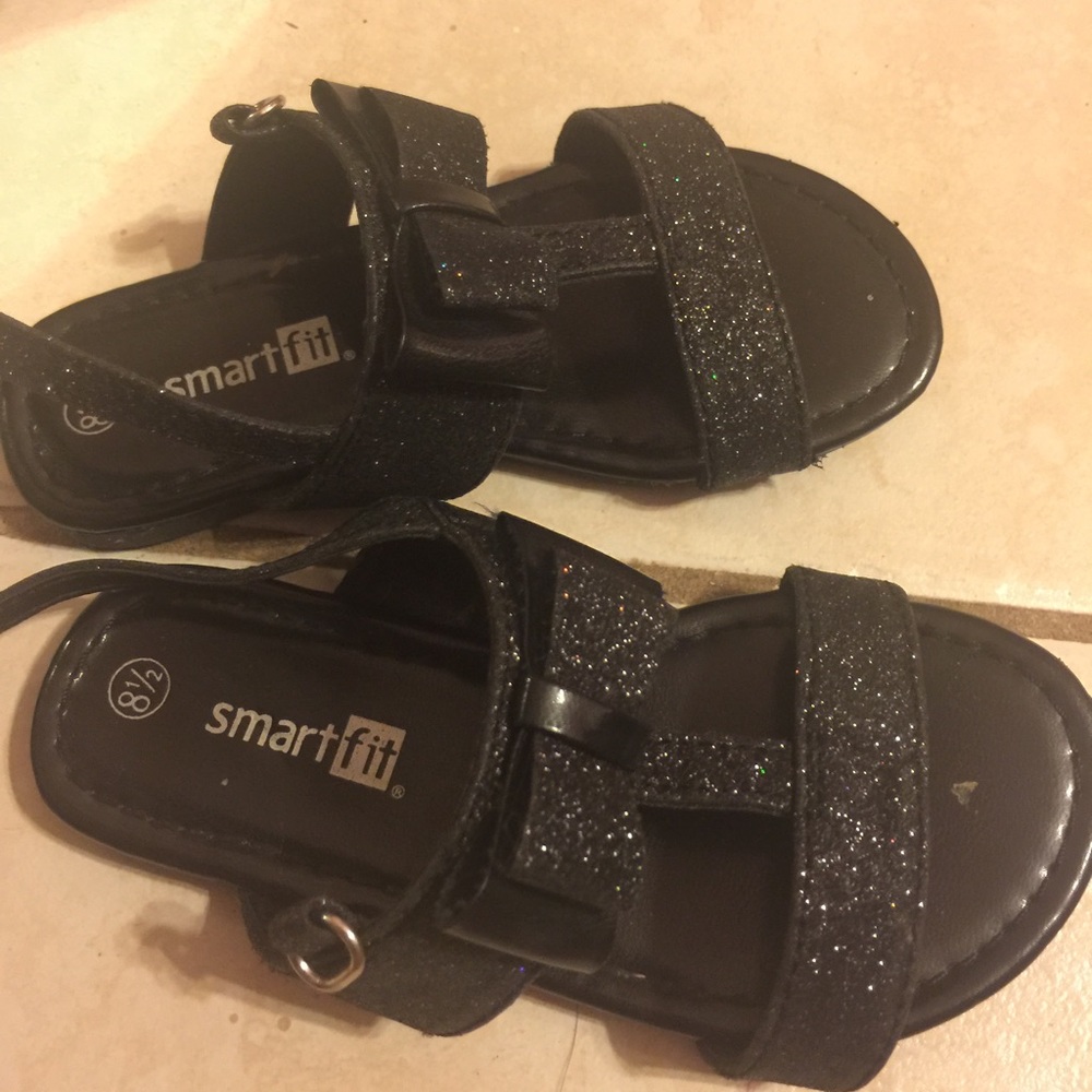 Black glitter bow sandals size 8.5