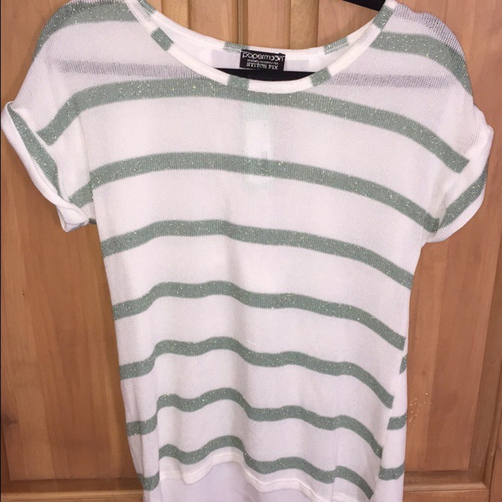 Stitch Fix Papermoon Green Striped Top